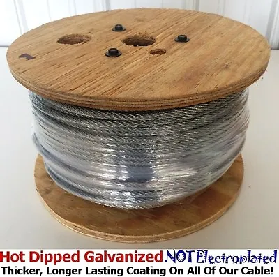 Aircraft Steel Cable Wire Rope 500' 5/16  7x19 Galvanized Cable W/ Cable Clamps • $290.99