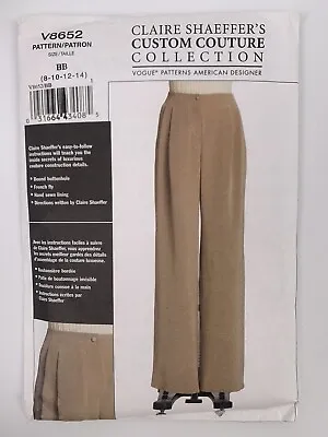 £5.51 • Buy Vogue Sewing Pattern V8652 8652 Womens Pants Claire Shaeffer Size 8-14 NEW