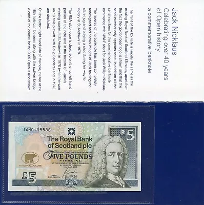 Jack Nicklaus £5 Commemorative Royal Bank Of Scotland £5 With Folder • £19