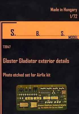 SBS Models 1/72 GLOSTER GLADIATOR EXTERIOR DETAILS Photo Etch Set • $8.50