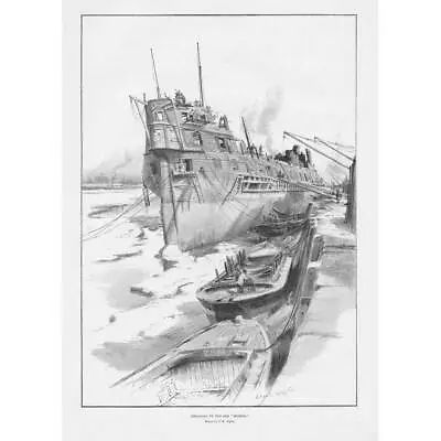 CHARLES WILLIAM WYLLIE Breaking Up The Old Benbow - Antique Print 1895 • £13.99