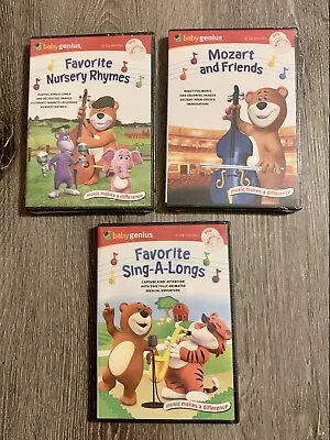 Baby Genius Favorite Sing-A-Longs Nursery Rhymes DVD 2006 Lot Of 3 New • $11.01