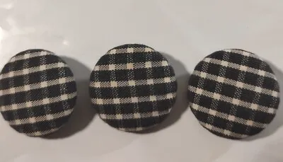 Vintage Buffalo Check Fabric Covered Black White Lot Of 3 Round Coat Buttons 1  • $14.99