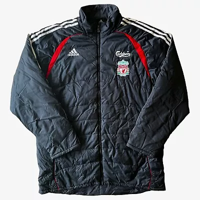 Vintage Y2K Adidas X Liverpool Football Club 2006 Long Puffer Coat Retro Soccer • £36.50