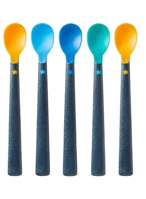 Tommee Tippee Softee Weaning Baby Spoons With Long Non-Slip Handles 5 Pack 4m+ • £4.49