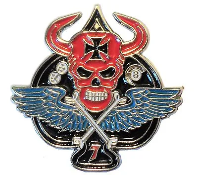 £2.99 • Buy Death Skull Winged Ace Of Spades Biker Rocker Metal Enamel Motorcycle Badge NEW