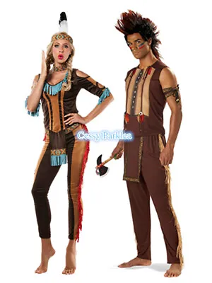 Couple's Indian Pocahontas Native Noble Warrior American Wild Western Costume • $27.95