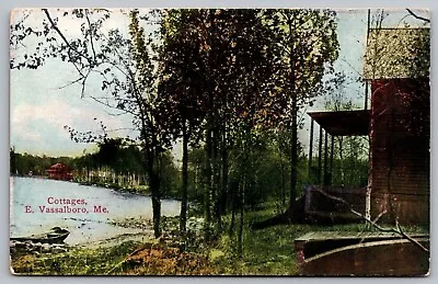 Cottages E Vassalboro Maine Waterfront Forest Log Cabin Vintage ME UNP Postcard • $7.99