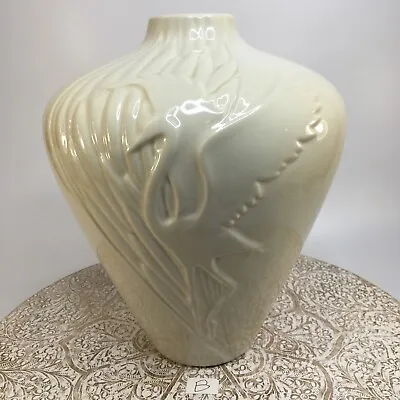 Large Haeger Pottery Heron Vase Bird Egret Art Nouveau Style 7105 USA 1986 • $62.99