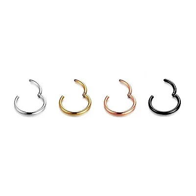 Surgical Steel Nose Ring Clicker Hinge Ear Helix Tragus Ring Hoop 20G 18G 16G • £1.91