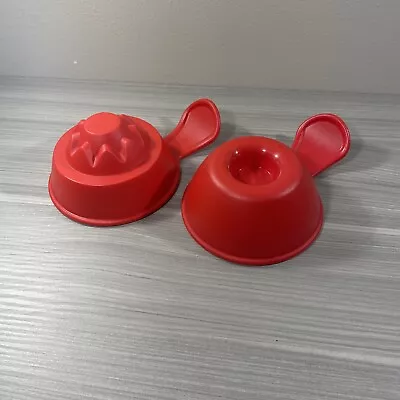 New! Tupperware Fun Server Molds Rice Jello Shaper Gadget Chili Red Set Of 2 • $9.84