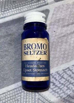 Vintage Antique Cobalt Bromo Seltzer Blue Bottle • $9.99