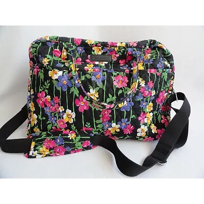 Vera Bradley Wildflower Garden Jumbo Black Quilted Duffel Bag • $38