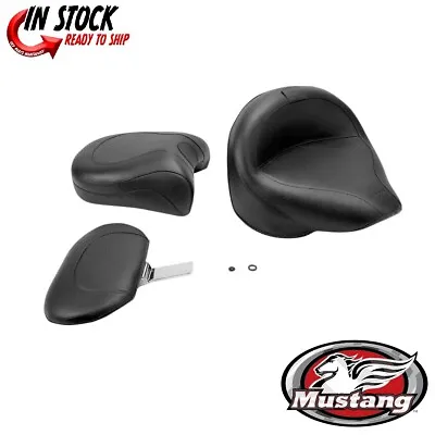 Mustang 2Piece Wide Tour Seat W/Driver Backrest Yamaha V-Star 1100 Custom 99-11 • $915.40