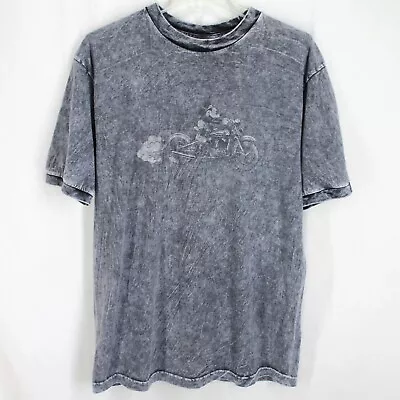 Walt Disney World Tee Shirt Size M Gray Stonewash Mickey Motorcycle Short Sleeve • $23.99