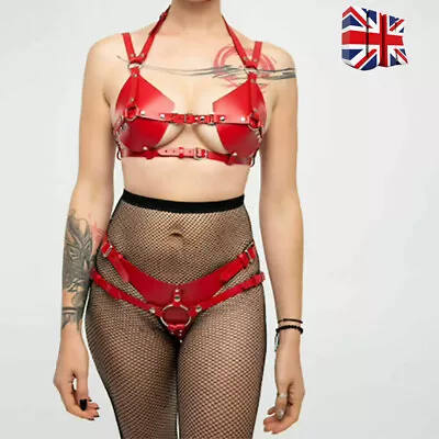 £11.96 • Buy Punk Red Sexy Body Leather Waist Harness Belt Bdsm Top Bra Cage Bondage Strap UK