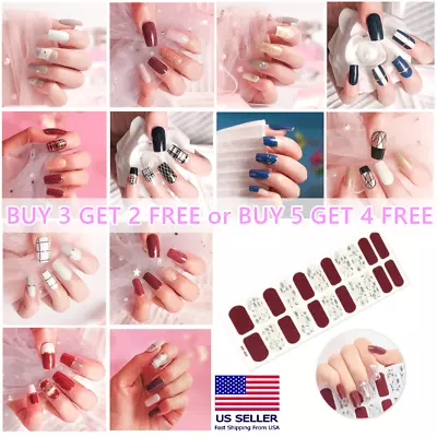 Full Size Nail Wraps Stickers Polish Manicure Art Self Stick Decor 3D Strips USA • $1.59