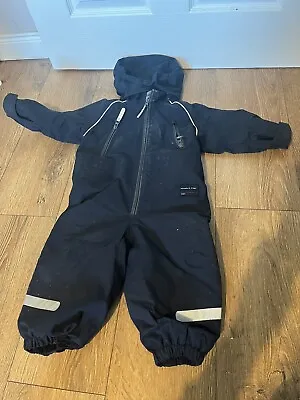 Polarn O Pyret Waterproof Warm Ski Suit Size 86cm Age 1-1.5 Years In Navy Blue • £40