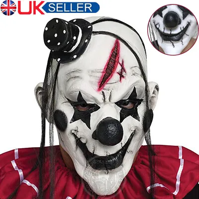 Evil Clown Latex Mask Fancy Dress Halloween Costume Scary Full Head Horror Party • £9.59