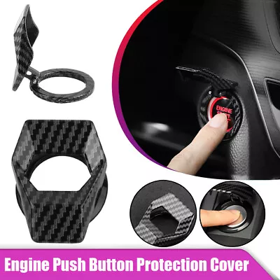 Car Engine Start Stop Push Button Cap Switch Cover Carbon Fiber Trim Accessories • $8.17