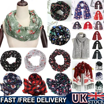 Women Christmas Circle Loop Cowl Infinity Scarf Snood Neck Wrap Shawl Fashion UK • £3.12