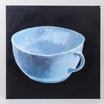 Signed John Moses Painting Abstract Blue Teacup Acrylic Studio Art 24  Unframed • $137.69