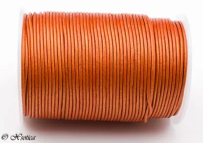 Xsotica® Orange Metallic Round Leather Cord 2 Mm 25 Meters (27.34 Yards) • $10