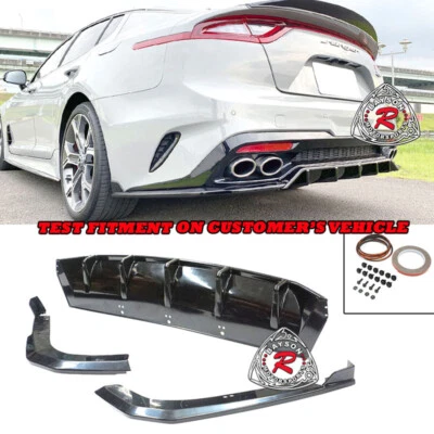 $209.99 • Buy Fits 18-21 Kia Stinger GT GT1 GT2 GTS CK-Style Rear Diffuser W/ Lip Aprons (ABS)