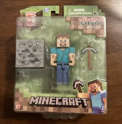 MINECRAFT Series 1 Overworld STEVE 2 3/4  Action Figure JAZWARES 2013 • $16