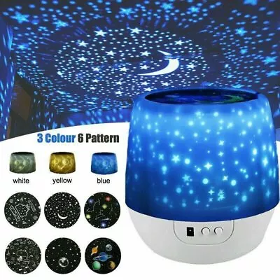 Rotating LED Night Light Bedroom Ceiling Star Sky Moon Lamp LED Star Projector • £11.99