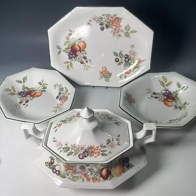 4 X Johnson Bros Brothers FRESH FRUIT Lidded Tureen Serving Dishes & Plate • £34.95