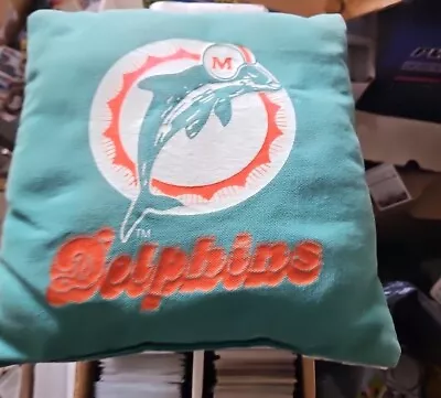 Miami Dolphins Vintage  80s 90s Throw Pillow NFL Football 1993 Small 10  X 10  • $39.99