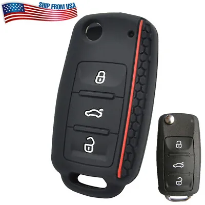 $7.99 • Buy Silicone Remote Key Case Cover Holder Fob For VW Golf Jetta Tiguan Black US