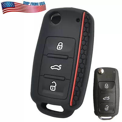 Silicone Remote Key Case Cover Holder Fob For VW Golf Jetta Tiguan Black US • $9.19