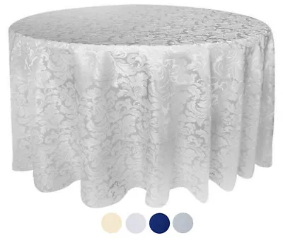 Tektrum 90  Round Damask Tablecloth-Waterproof/Spill Proof/Stain Resistant-White • $27.95