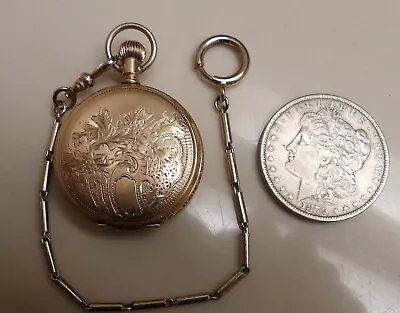 ANTIQUE 1891  ELGIN 14k G/F HUNTER CASE 6 SIZE GREAT LOOKING POCKET WATCH • $29.99