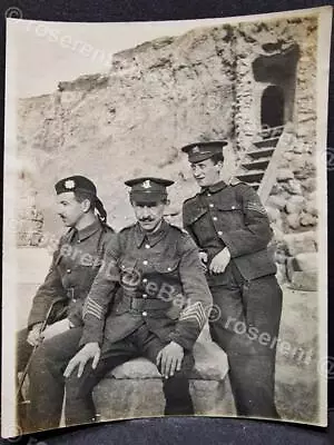 WW1 Egypt  Three Sgts- West Riding . Manchester & HLI ? Two Named -10.5 By 8.5cm • £5
