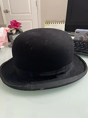 Vtg 1920s John B. Stetson Co. Black Wool Felt Derby Bowler Hat Antique See Pics! • $25