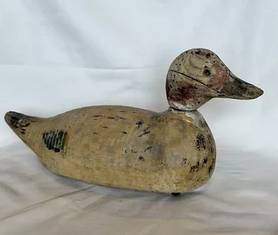 Antique Wooden Mallard Duck Decoy Hand Carved & Lead Weighted Man Cave Decor • $22.50
