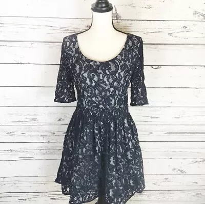 $23.99 • Buy Carven Women's Lace & Gingham Fit & Flare Dress Mini Navy Blue Size 42