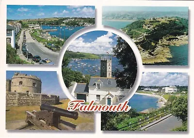 Falmouth Cornwall Multiview Postcard Posted 2003 Creased • £1.30