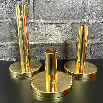 £18.99 • Buy S/3 Modern Gold Candlestick Holders Wedding Dining Table Tapered Round Stand Set