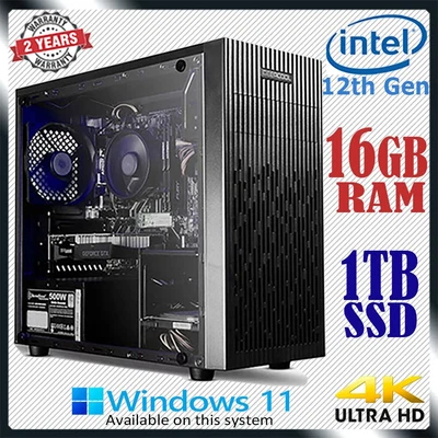 $849 • Buy Intel 12th Gen Computer 16GB RAM 1TB M.2 SSD Gaming Home Desktop PC Core I7 Upg