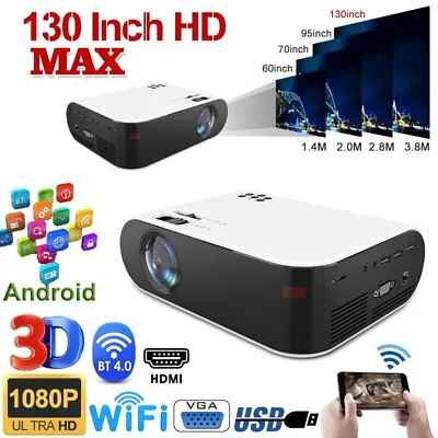 $85.99 • Buy 18000Lumens 4K 1080P HD WiFi Bluetooth Mini 5D LED Home Theater Projector Cinema