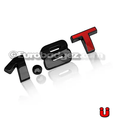 1 - NEW 3D Adhesive 1.8T Gloss Black Emblem Badge 19mm Fits VW 1.8T BLACK RED T • $8.99