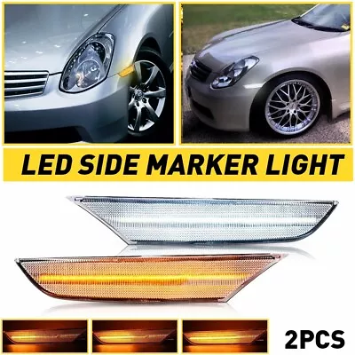 Clear LED Side Marker Bumper Pair Lights Fit For Infiniti G35 Sedan 2003-2006 • $30.99