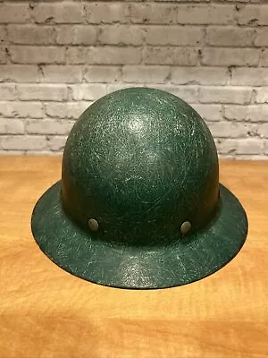 Vintage Full Brim Fiberglass Hard Hat Supergard Protective Hat USA Green • $47.50