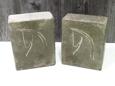 Rare Pair Luman Kelsey Signed Cast Stone MCM Bookends Horses N.Canton CT Artist • $115.50