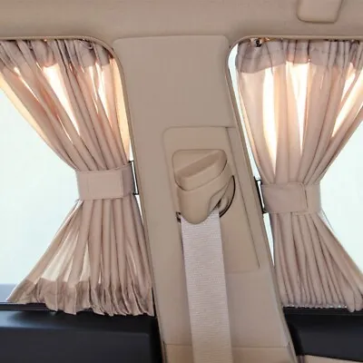 2Pcs 50x47cm Beige VIP Car Van SUV Curtains UV Sunshade Visor Universal New • $23.99