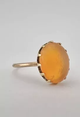 Antique Victorian 14k Yellow Gold Cabochon Mexican Fire Opal Ring • $225